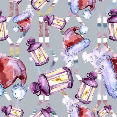 Noel kış tatil sembolü suluboya tarzında. 2019 yıl. Arka plan, doku, sarıcı desen, çerçeve veya kenarlık.