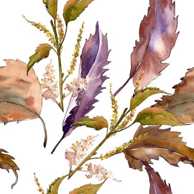 Kahverengi kestane bırakır. Sorunsuz suluboya arka plan deseni. Kumaş duvar kağıdı yazdırma doku.