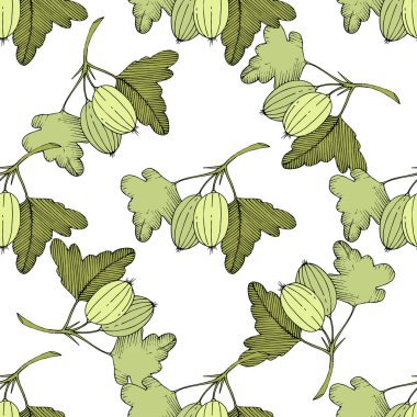 Vektör. Siyah ve beyaz mürekkep sanat kazınmış. Sorunsuz arka plan pa