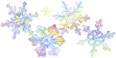 İzole kar tanesi illüstrasyon öğesi. Noel kış tatil sembolü. Suluboya arka plan illüstrasyon seti.