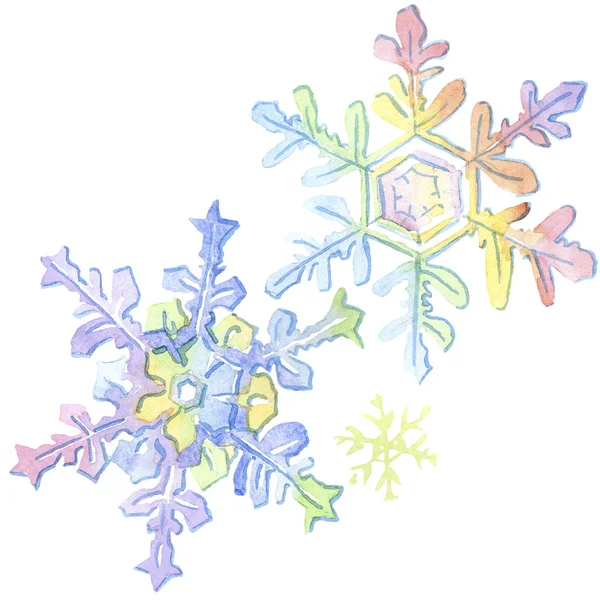 Elemento di illustrazione isolato del fiocco di neve. Natale simbolo di vacanza invernale. Acquerello sfondo illustrazione set . — Foto Stock