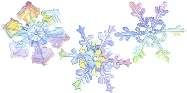 격리 된 눈송이 그림 요소입니다. 크리스마스 겨울 휴가 기호입니다. 수채화 배경 그림 설정. — 스톡 사진