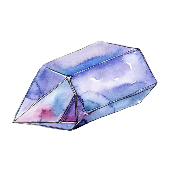 Azul Diamante Pedra Jóias Mineral Pedra Cristal Polígono Geométrico Isolado — Fotografia de Stock