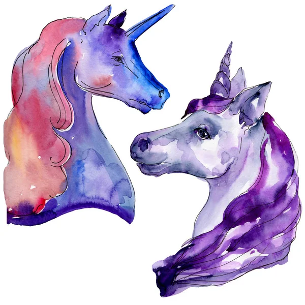 Schattig unicorn paard. Geïsoleerde aquarelle wild dier voor achtergrond, textuur, wrapper patroon. — Stockfoto
