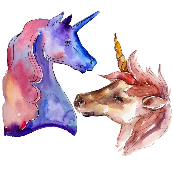 Schattig unicorn paard. Geïsoleerde aquarelle wild dier voor achtergrond, textuur, wrapper patroon. — Stockfoto