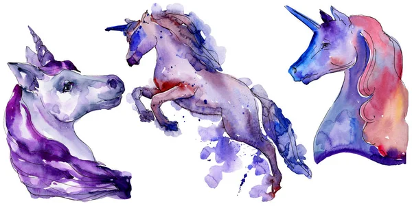 Schattig unicorn paard. Geïsoleerde aquarelle wild dier voor achtergrond, textuur, wrapper patroon. — Stockfoto