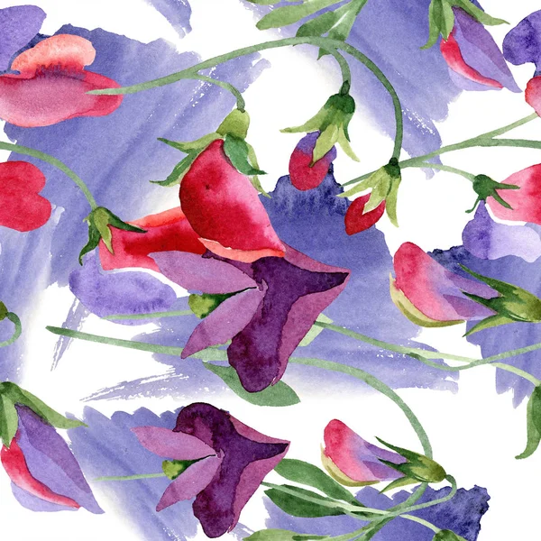 Röd luktärt blomma. Akvarell illustration på vit bakgrund. Seamless mönster. Tyg tapeter tryckta textur. — Stockfoto