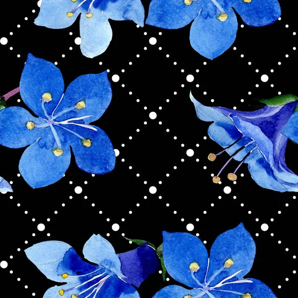 Kwiat niebieski facelii. Akwarela, ilustracja zestaw. Bezszwowe tło wzór. Tkanina tapeta tekstura wydruku. — Zdjęcie stockowe