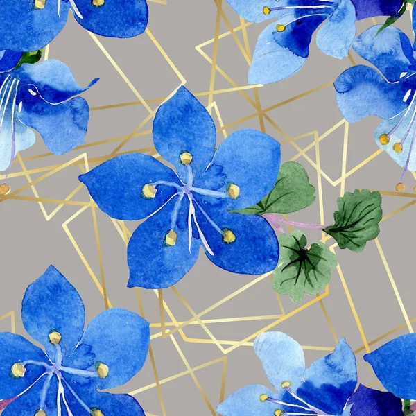 Blå phacelia blomma. Akvarell illustration set. Sömlös bakgrundsmönster. Tyg tapeter tryckta textur. — Stockfoto