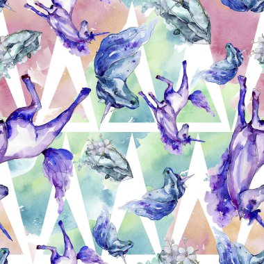 Şirin tek boynuzlu at. Sulu boya resim. Suluboya resim çizme. Sorunsuz arka plan deseni. Kumaş duvar kağıdı yazdırma doku.