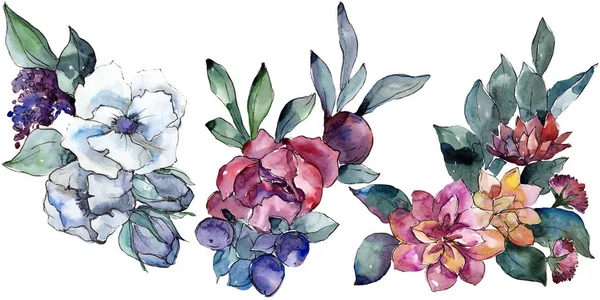 Bouquet floral botanical flower. Watercolor background illustration. Watercolour drawing aquarelle. Isolated bouquet. — Stock Photo, Image