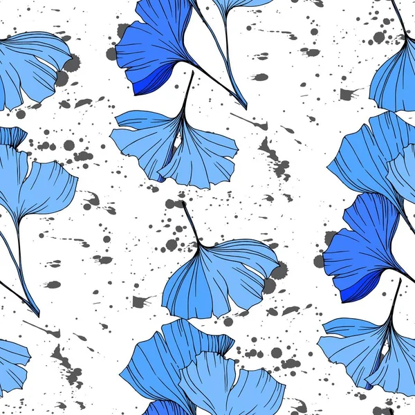 Vector Blue Iginkgo Eaf Растение Ботанического Сада Цветочной Листвы Гравировка — стоковый вектор
