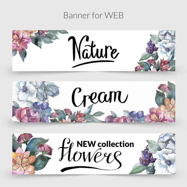 Bouquet floral botanical flower. Watercolor background illustration set. Watercolour drawin aquarelle. Web banner — Stock Photo, Image