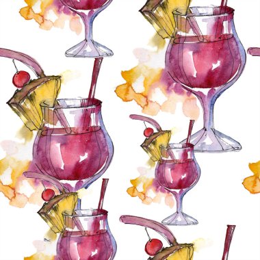 Kokteyl suluboya arka plan. Suluboya çizim sorunsuz arka plan deseni. Kumaş duvar kağıdı yazdırma doku.