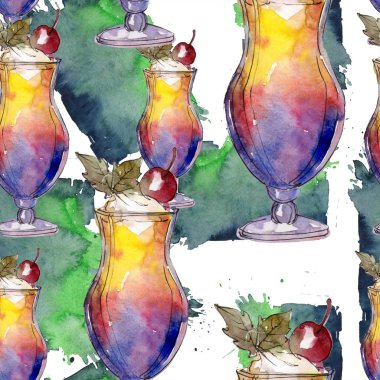 Kokteyl suluboya arka plan. Suluboya çizim sorunsuz arka plan deseni. Kumaş duvar kağıdı yazdırma doku.