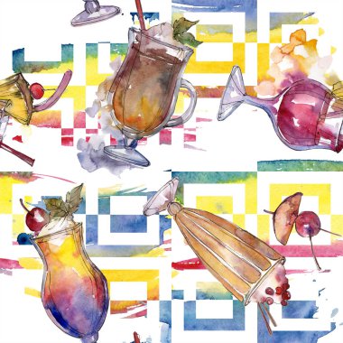 Kokteyl suluboya arka plan. Suluboya çizim sorunsuz arka plan deseni. Kumaş duvar kağıdı yazdırma doku.