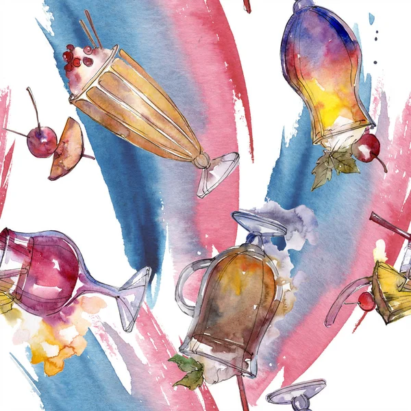 Kokteyl suluboya arka plan. Suluboya çizim sorunsuz arka plan deseni. Kumaş duvar kağıdı yazdırma doku.