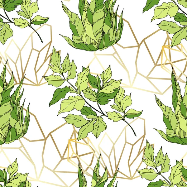 Fiore botanico Vettore Cacti. Inchiostro verde inciso art. Modello di sfondo senza soluzione di continuità. Tessuto carta da parati stampa texture . — Vettoriale Stock