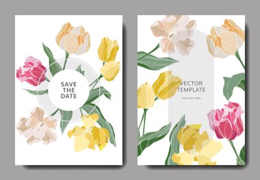 Vektör Tulip mürekkep sanat kazınmış. Botanik çiçek. Düğün arka plan kartı çiçek Dekoratif kenarlık. Teşekkür ederim, rsvp davet zarif kartınız illüstrasyon grafik afiş ayarla.