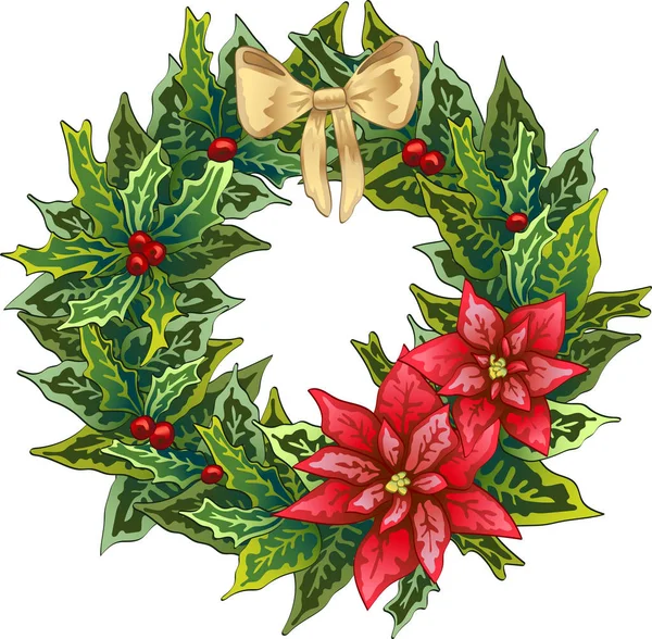 Vánoční Zimní dovolená symbol ve stylu akvarelu, samostatný. Ryté inkoust umění. Prvek ilustrace izolované věnec. — Stockový vektor