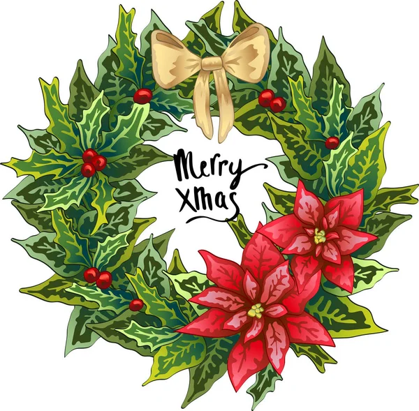 Navidad símbolo de vacaciones de invierno en un estilo de acuarela aislado. Arte de tinta grabada. Elemento de ilustración de corona aislada . — Vector de stock