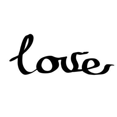 Vektör aşk hikayesi el yazısı hat. İzole metin illüstrasyon öğesi. Siyah ve beyaz mürekkep sanat kazınmış.