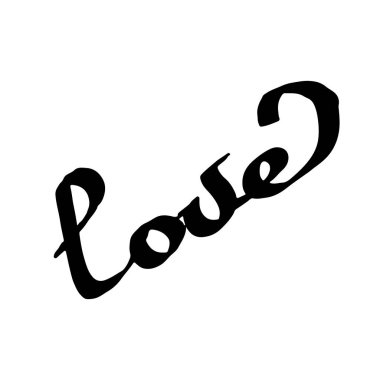 Vektör aşk el yazısı monogram hat. Siyah ve beyaz mürekkep sanat kazınmış. İzole metin resim öğesi.