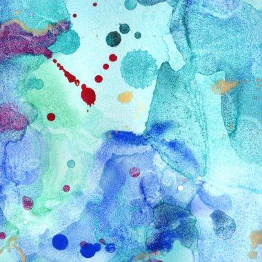 Soyut suluboya kağıdı sıçrama şekilleri çizim izole. Resimde aquarelle arka planı için.