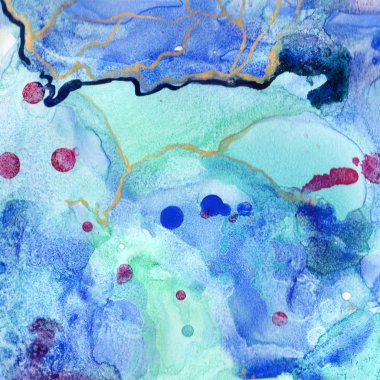 Soyut suluboya kağıdı sıçrama şekilleri çizim izole. Resimde aquarelle arka planı için.