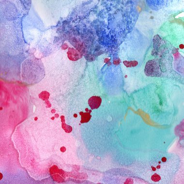 Soyut suluboya kağıdı sıçrama şekilleri çizim izole. Resimde aquarelle arka planı için.