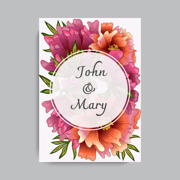 Vector Red peony floral botanical flower. Engraved ink art. Wedding background card decorative border. — Stock Vector