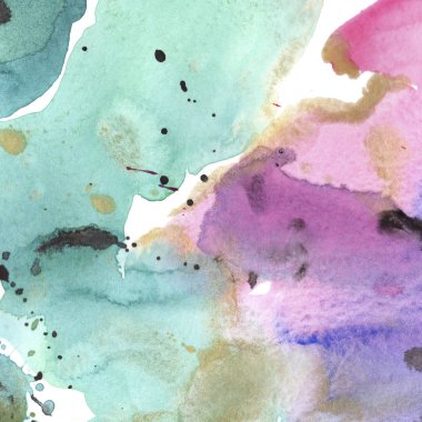 Soyut suluboya kağıdı sıçrama şekilleri çizim izole. Resimde aquarelle arka planı için.