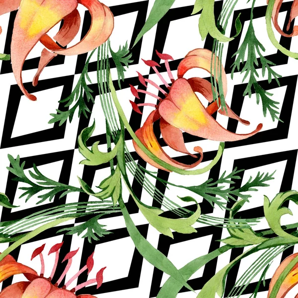 Floral βοτανικό λουλούδια στολίδι. Ακουαρέλα φόντο εικόνα σύνολο. Απρόσκοπτη υπόβαθρο μοτίβο. — Φωτογραφία Αρχείου