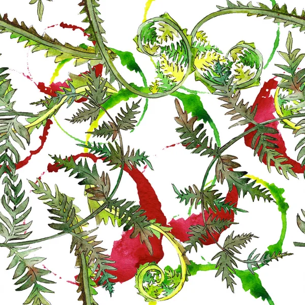고비 녹색의 잎 수채화 배경 그림 설정 합니다. 원활한 배경 패턴. — 스톡 사진