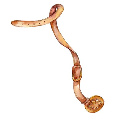 Altın deri kemer kroki moda glamour çizimde bir suluboya stili arka plan. İzole kemer öğesi.