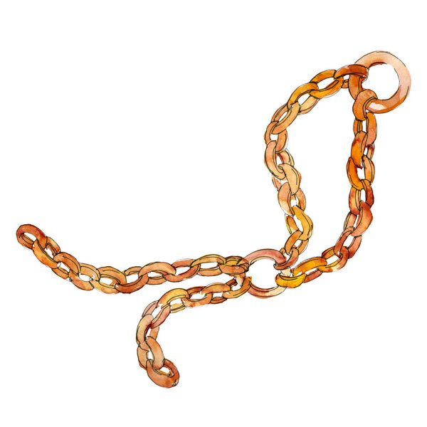 Золотой пояс цепи эскиз моды гламурная иллюстрация в акварели стиле фона. Изолированный ремень
.