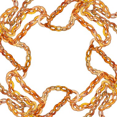 Altın zincir kemer moda glamour çizimde bir suluboya stili arka plan. Çerçeve kenarlığı süsleme Meydanı.