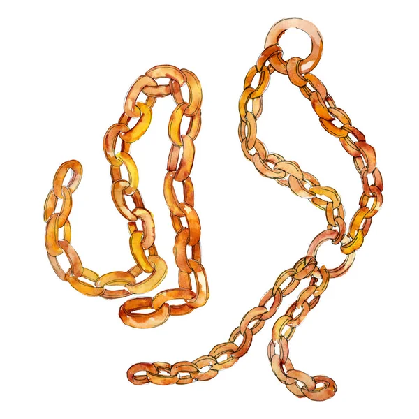 Esbozo de cinturón de cadena dorada ilustración de glamour de moda en un fondo de estilo acuarela. Elemento de cinturón aislado . — Foto de Stock