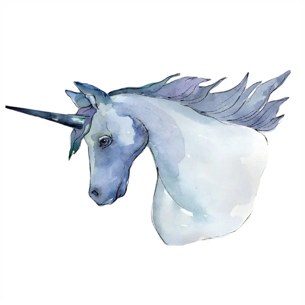 Bonito unicórnio cavalo animal chifre caráter. Conjunto de ilustração de fundo aquarela. Isolado elemento ilustração unicórnio . — Fotografia de Stock