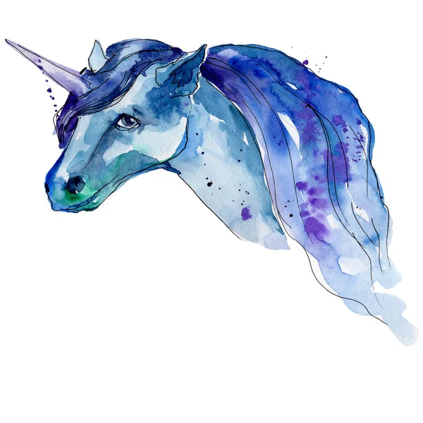 Cute unicorn horse animal horn character. Watercolor background illustration set. Isolated unicorn illustration element. — Stock Photo, Image