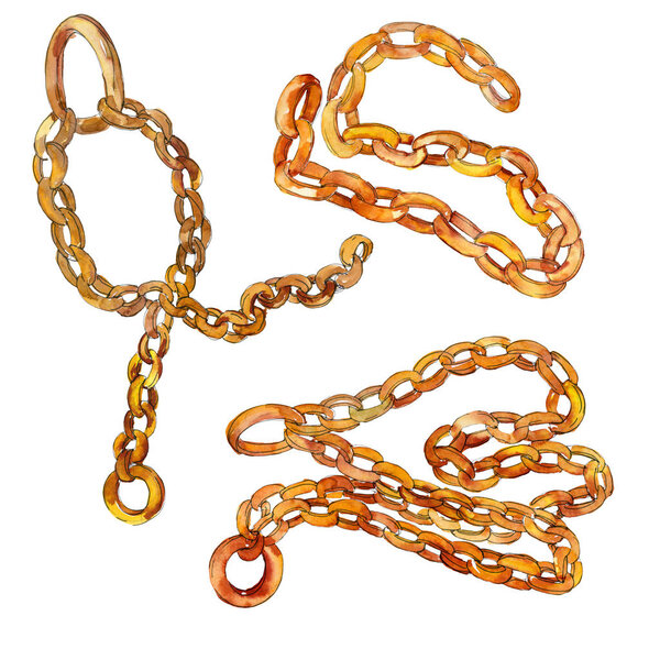 Золотой пояс цепи эскиз моды гламурная иллюстрация в акварели стиле фона. Изолированный ремень
.