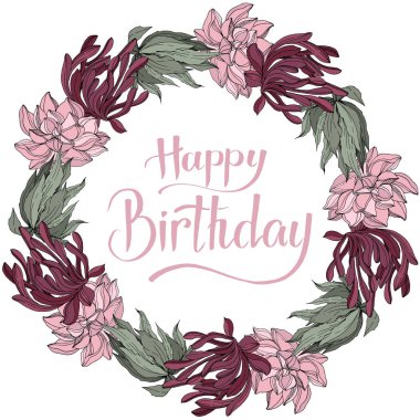 Vektör orman botanik etli çiçek. Mürekkep sanat illüstrasyon kazınmış. Çerçeve kenarlığı süsleme Meydanı.