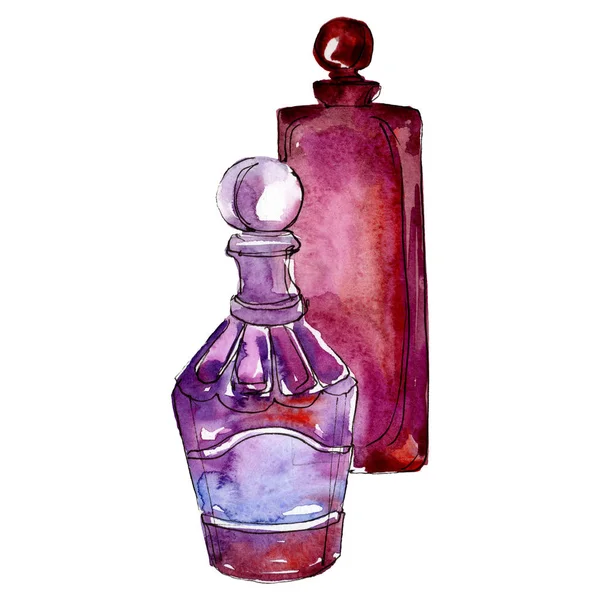 Άρωμα μπουκάλι σκίτσο αίγλη εικονογράφηση σε ένα μεμονωμένο στοιχείο στυλ υδατογραφίας. Ακουαρέλα φόντο σετ. — Φωτογραφία Αρχείου