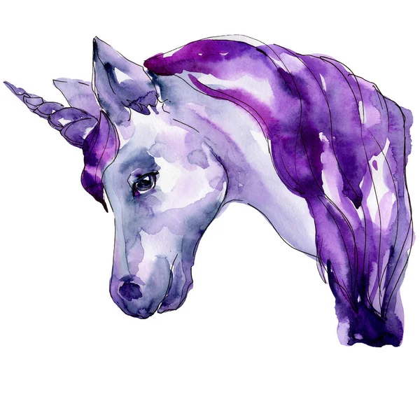 Bonito unicórnio cavalo animal chifre caráter. Conjunto de ilustração de fundo aquarela. Isolado elemento ilustração unicórnio . — Fotografia de Stock