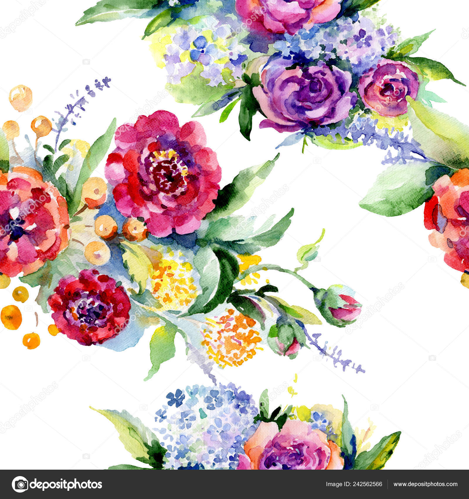 Bouquets Floral Botanical Flower Wild Spring Leaf Wildflower Isolated Watercolor Stock Photo By C Mystocks 242562566