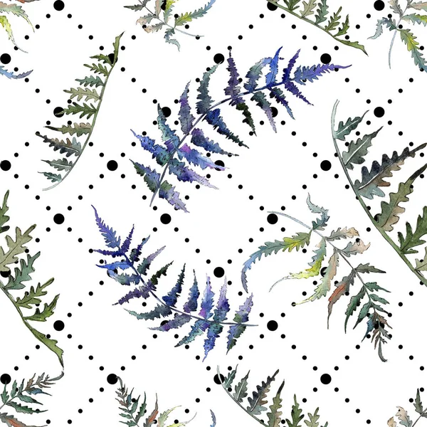 고비 녹색 잎. 식물원 꽃 경 엽 식물. 수채화 그림 집합입니다. 원활한 배경 패턴. — 스톡 사진