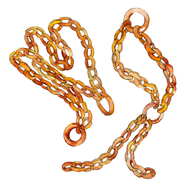 Золотой пояс цепи эскиз моды гламурная иллюстрация в акварели стиле фона. Изолированный ремень
.