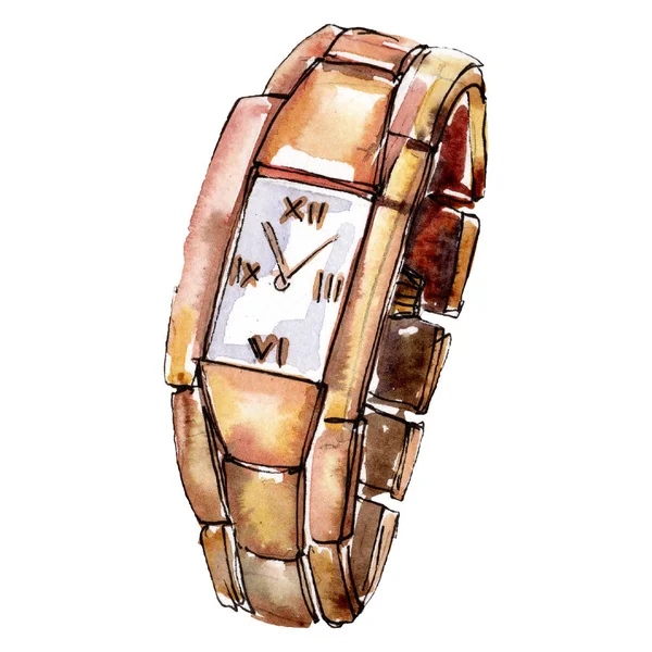 Femmes montre en or croquis illustration glamour dans un élément isolé de style aquarelle. Ensemble de fond aquarelle . — Photo