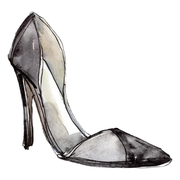 Zwarte Hoge Hak Schoenen Schets Mode Glamour Illustratie Een Aquarel — Stockfoto