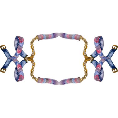 Deri ve altın zincir kemerleri glamour çizimde bir suluboya stili arka plan. Giyim aksesuarları trendy moda kıyafet ayarlayın. Suluboya çizim moda aquarelle. Çerçeve kenarlığı süsleme Meydanı.